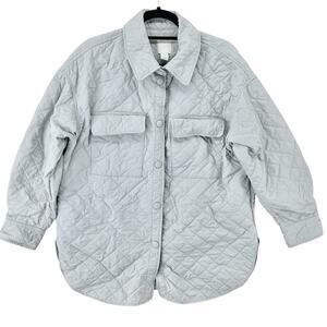 H&M oversized quilted Shacket shirt jacket in gray women’s size medium